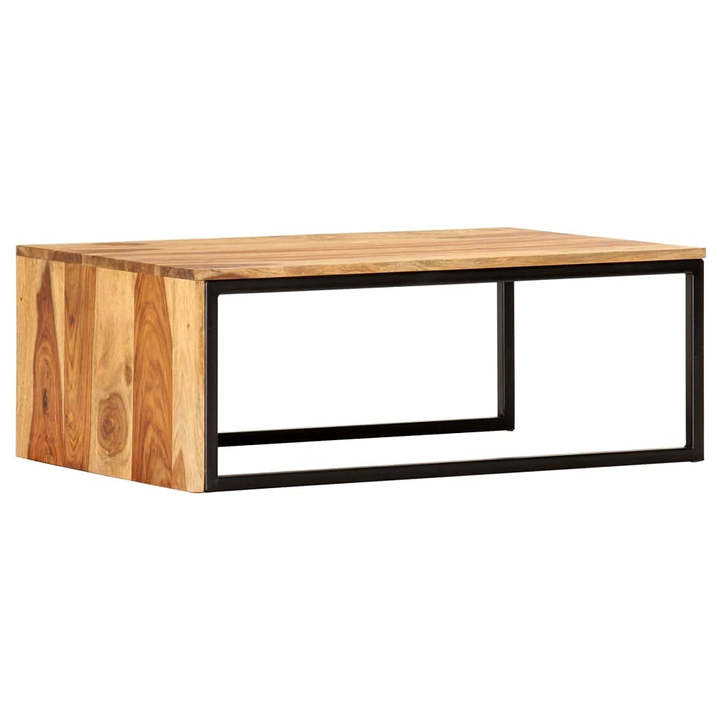 Brown Set of 2 Solid Sheesham Wood Rectangular Nesting Coffee Table Z8757