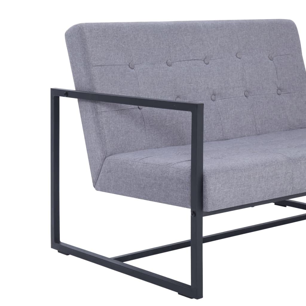 Light Gray Fabric 2-Seater Sofa with Armrests X58343