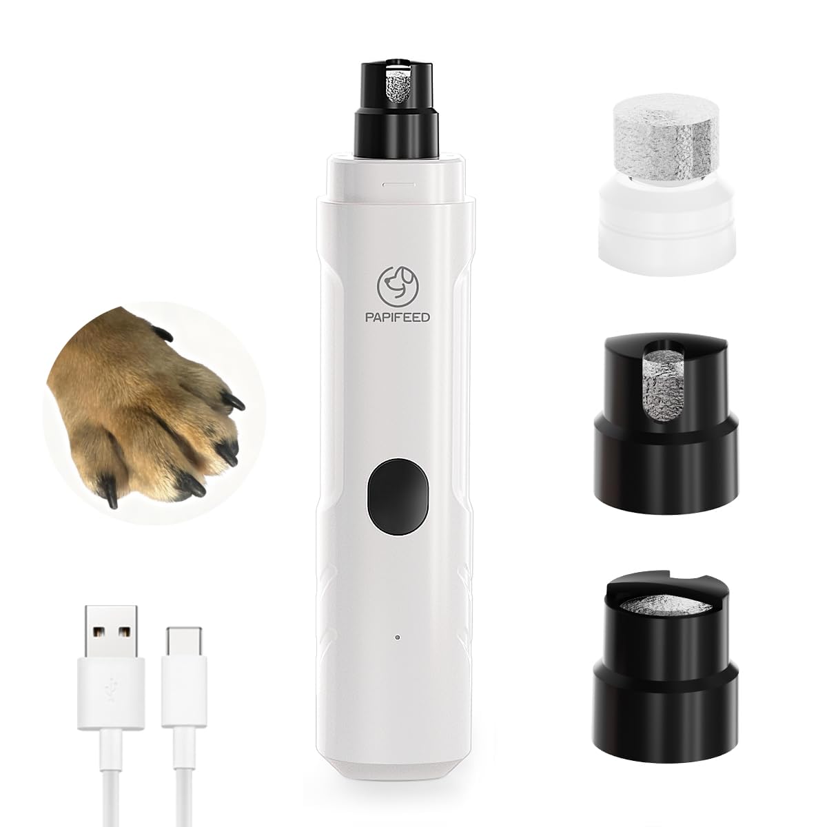 Ultra Quiet 3-Speed Rechargeable Dog Nail Grinder with LED Light X484642