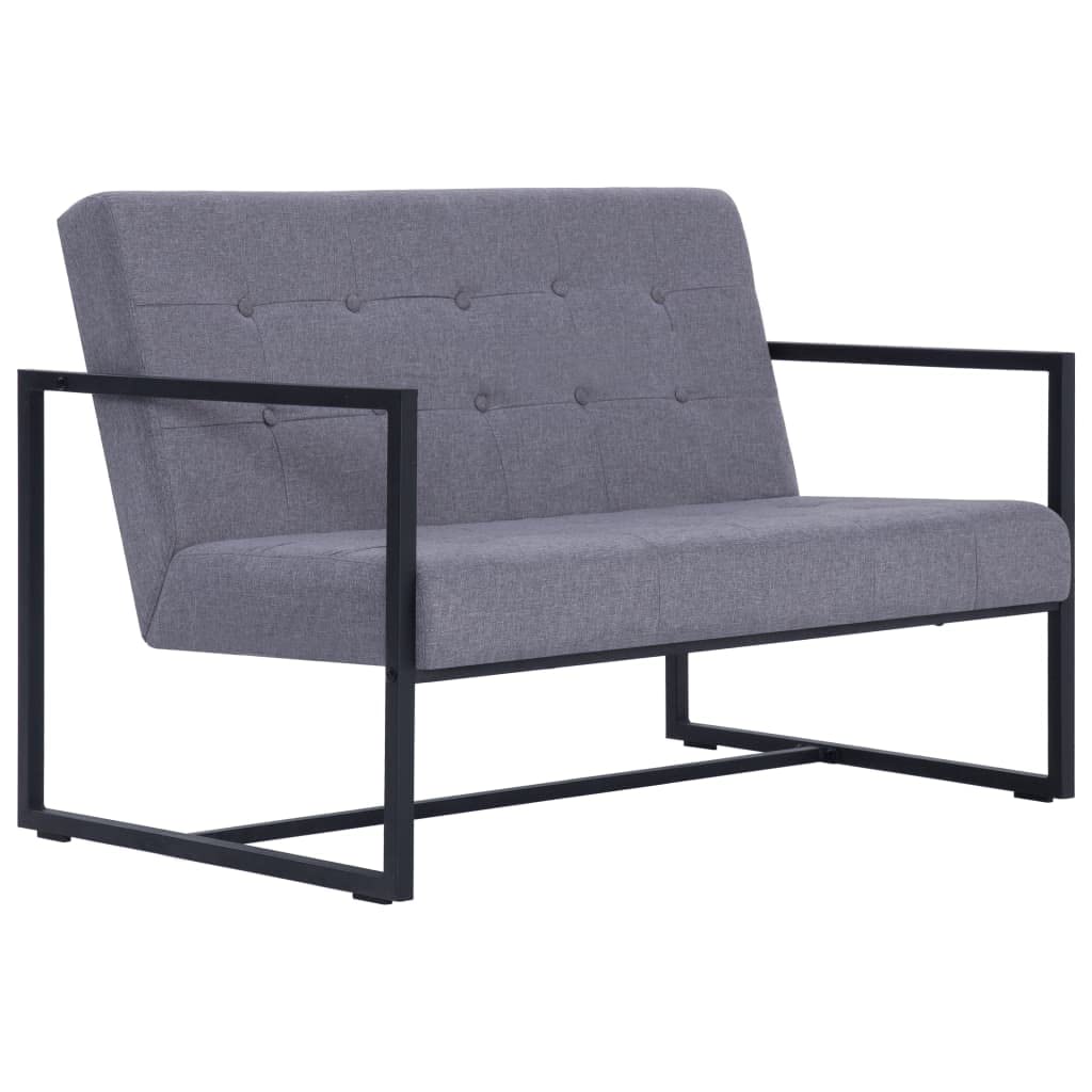 Light Gray Fabric 2-Seater Sofa with Armrests X58343