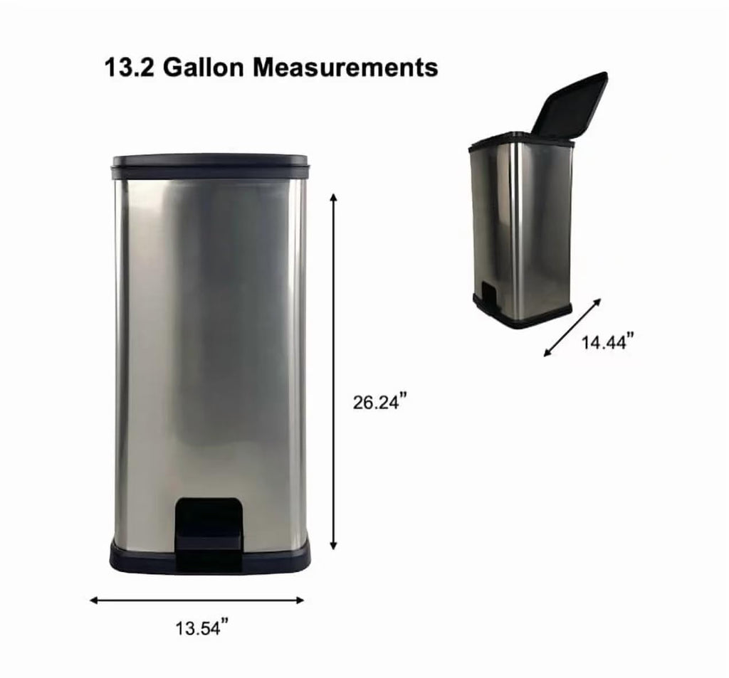 13 Gal Stainless Silver Step Trash Can M757