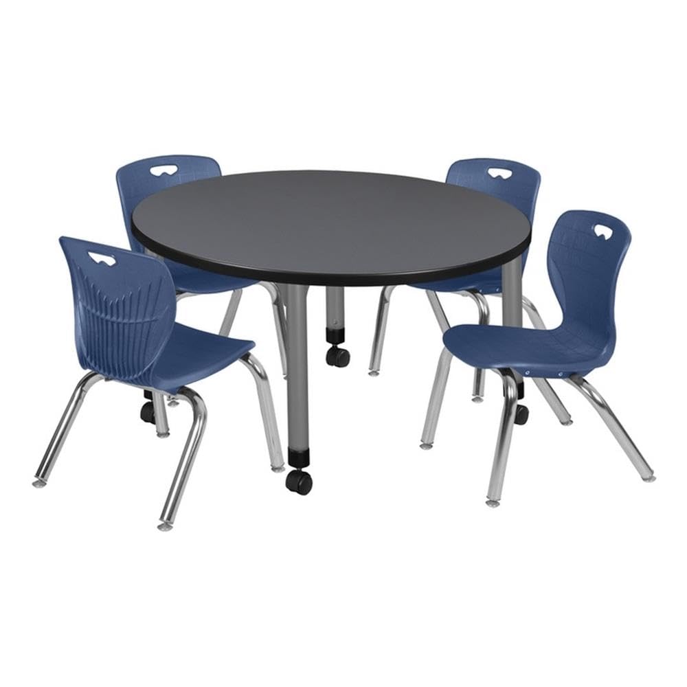 36" Round Mobile Classroom Table with 4 Stackable Chairs T6803