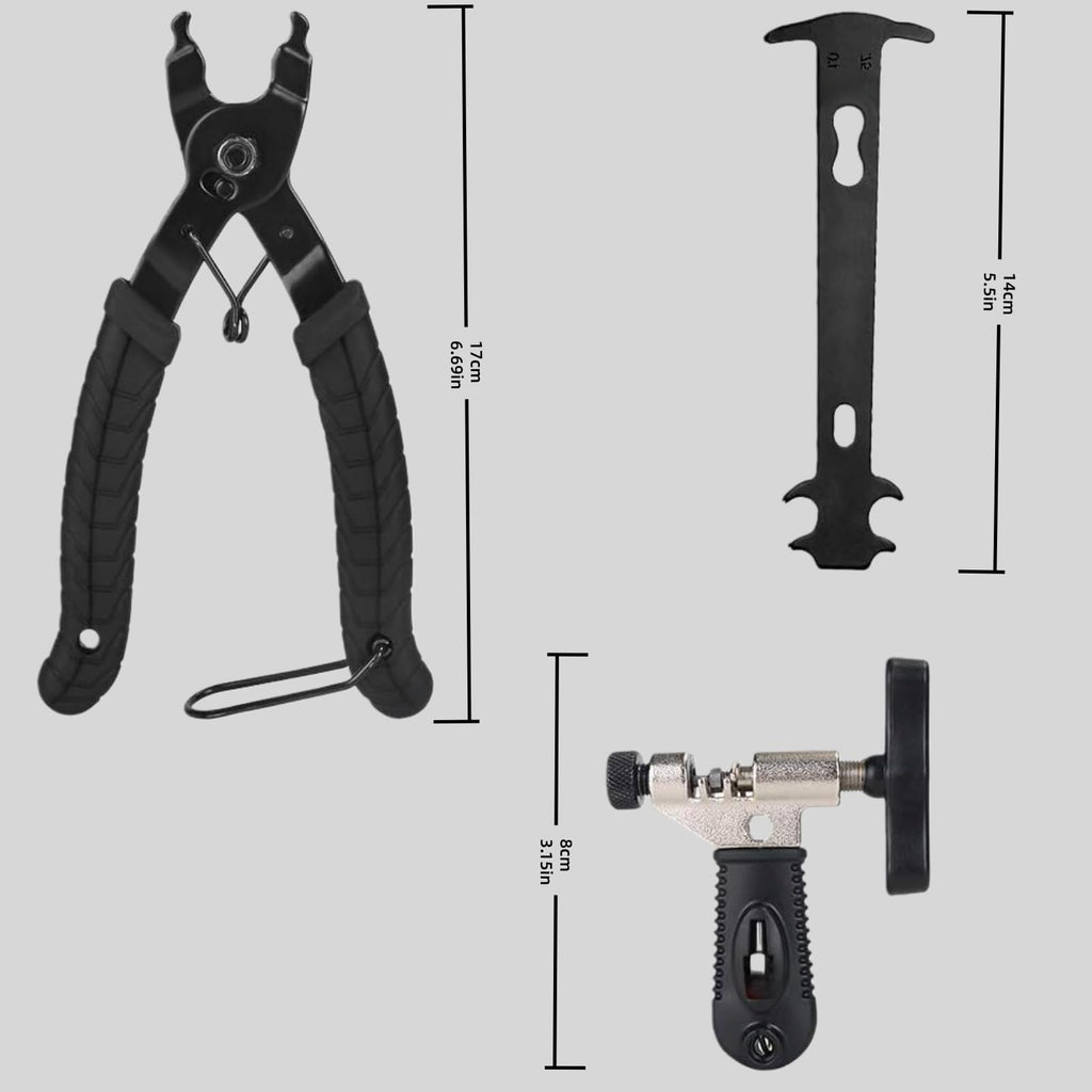 Bike Chain Repair Tool Kit with Chain Breaker, Master Link Pliers & Wear Checker T639706