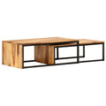 Brown Set of 2 Solid Sheesham Wood Rectangular Nesting Coffee Table Z8757
