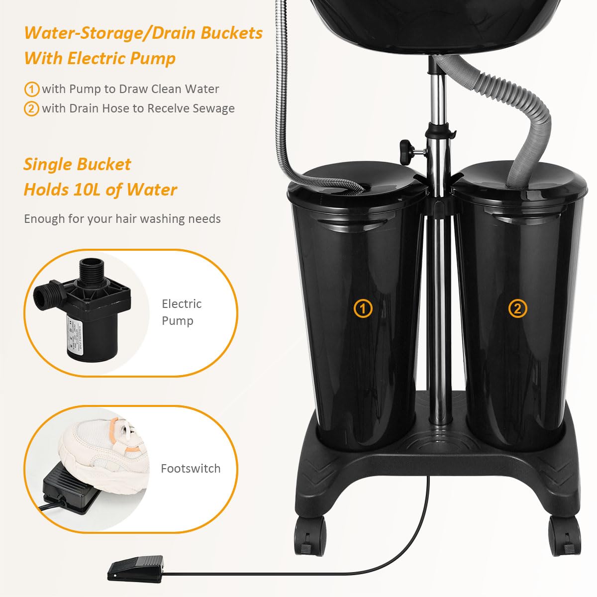 Portable Shampoo Bowl with Electric Pump W12804