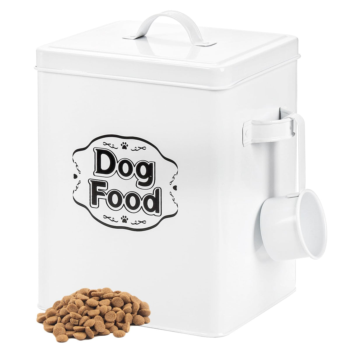 5-7 Lbs Metal Dog Food Storage Container with Lid and Scoop P4724