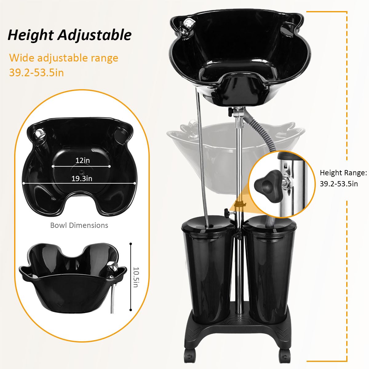 Portable Shampoo Bowl with Electric Pump W12804