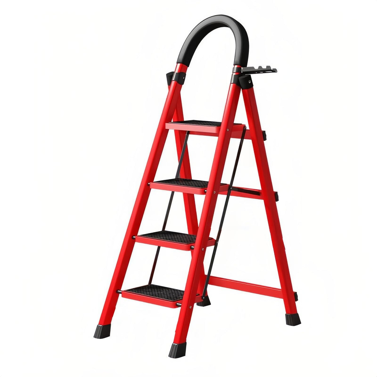 4 Step Folding Ladder with Handrails, Heavy Duty 800 lbs Step Stool V6129