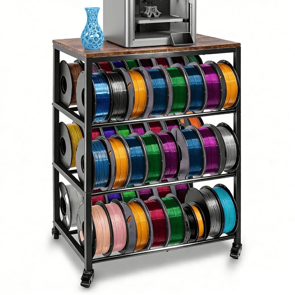 4-Tier 3D Printer Stand with Filament Storage and Wheels R171841