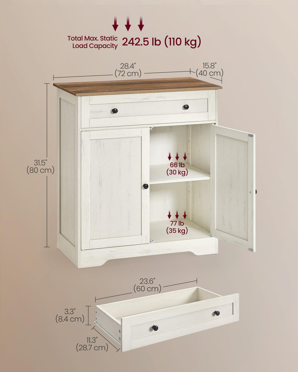 Buffet Cabinet, Sideboard, 2 Doors Q851