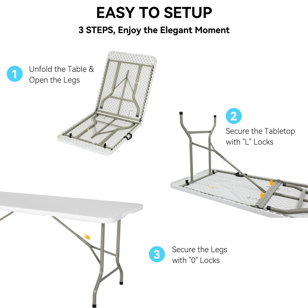 6FT White Folding Table K438