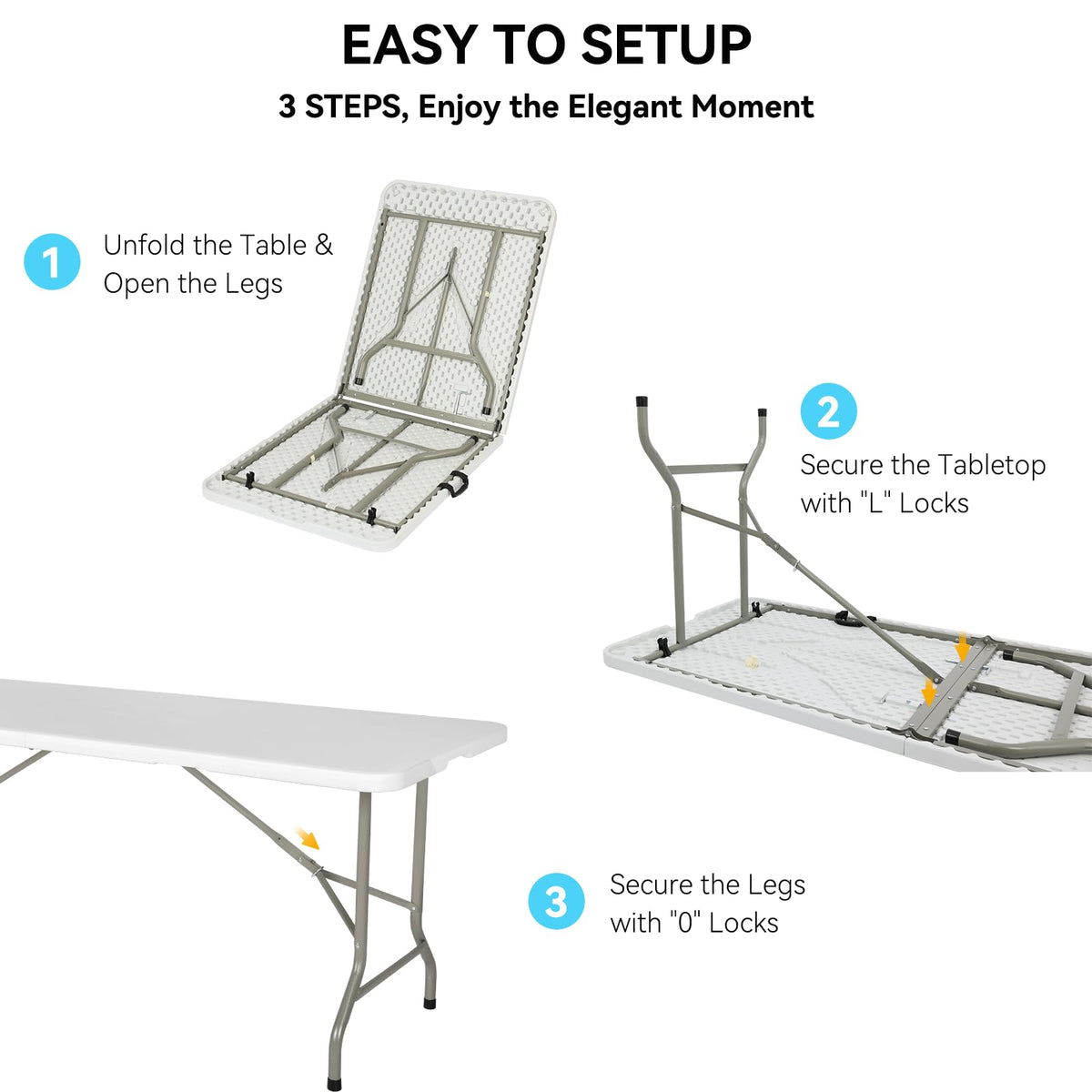 6FT White Folding Table K438