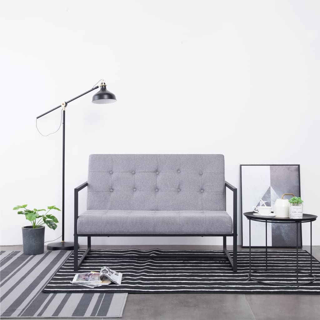Light Gray Fabric 2-Seater Sofa with Armrests X58343