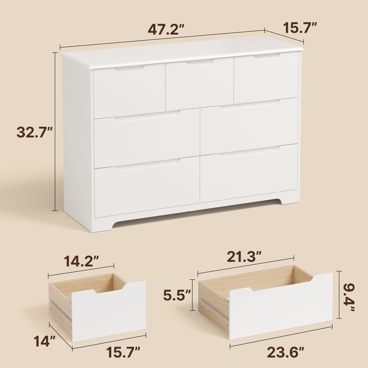 White 7 Drawer Dresser S47482