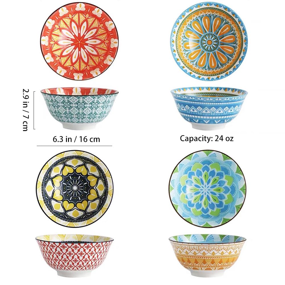Bohemian Ceramic Cereal/Soup Bowls Set of 4 V2323