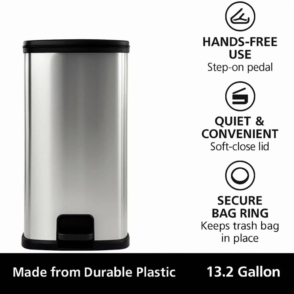 13 Gal Stainless Silver Step Trash Can M757