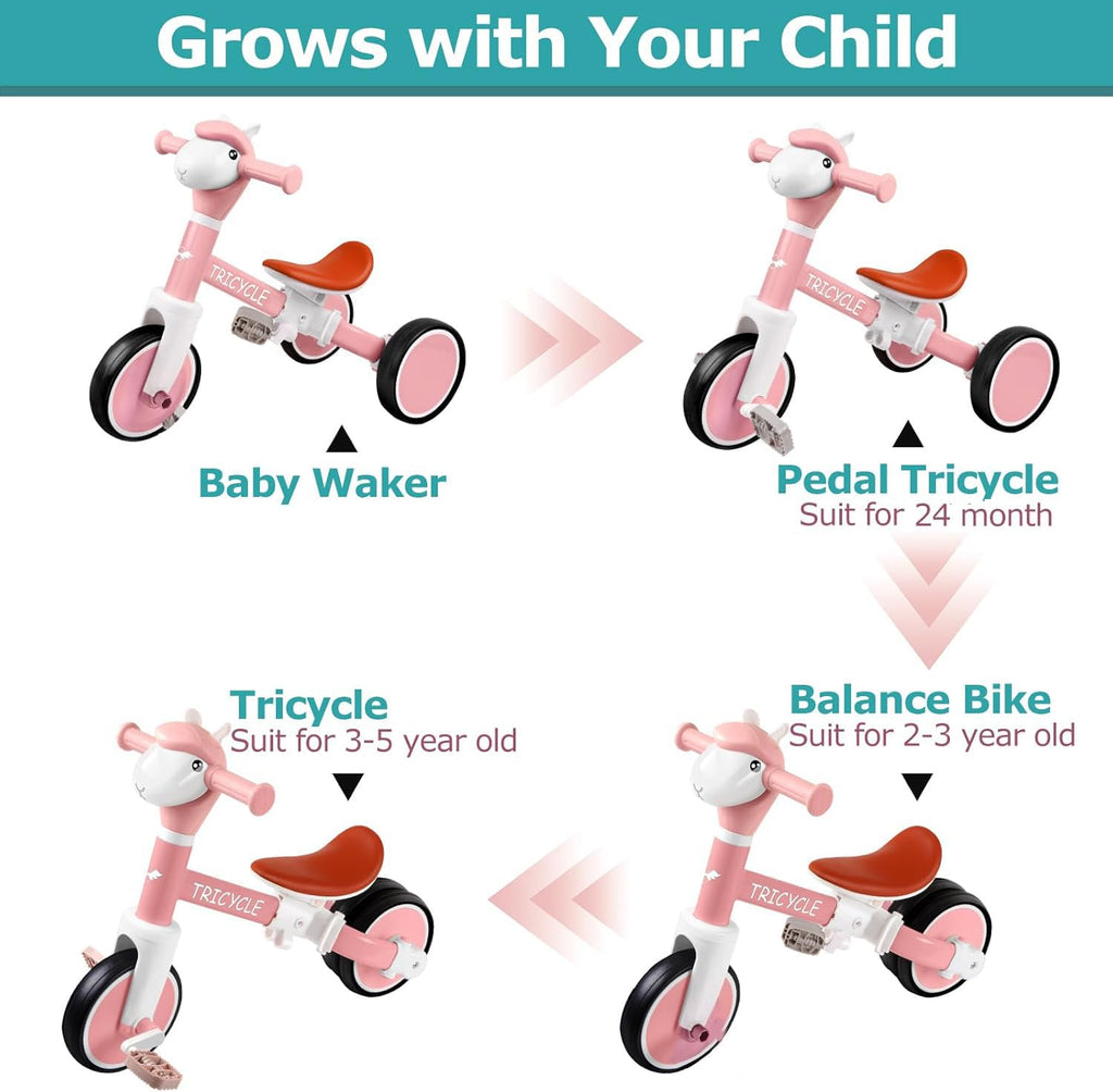 4-in-1 Kids Tricycle with Light & Music K628525