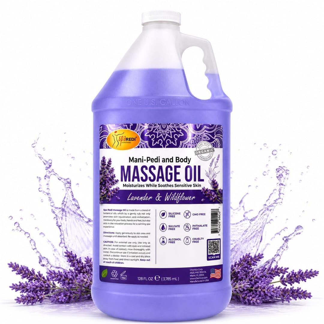 Lavender Massage Oil 128 Oz with Almond Cotton Seed Sunflower Avocado Oil F922569