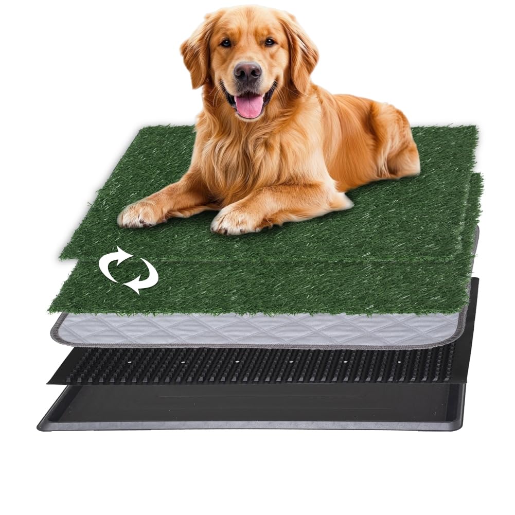 Reusable Pet Grass Potty with 2-Pack Replaceable Artificial Grass M554346