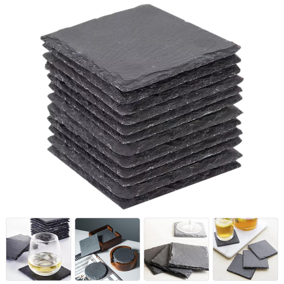 Natural Stone Drink Coasters Set V78626