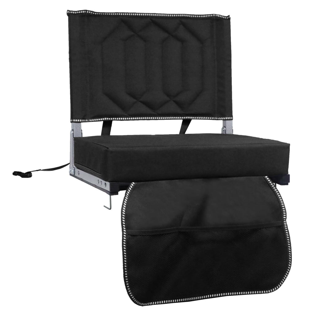 Padded Bleacher Chair Cushion with Backrest, 1 Pack, Black G4790