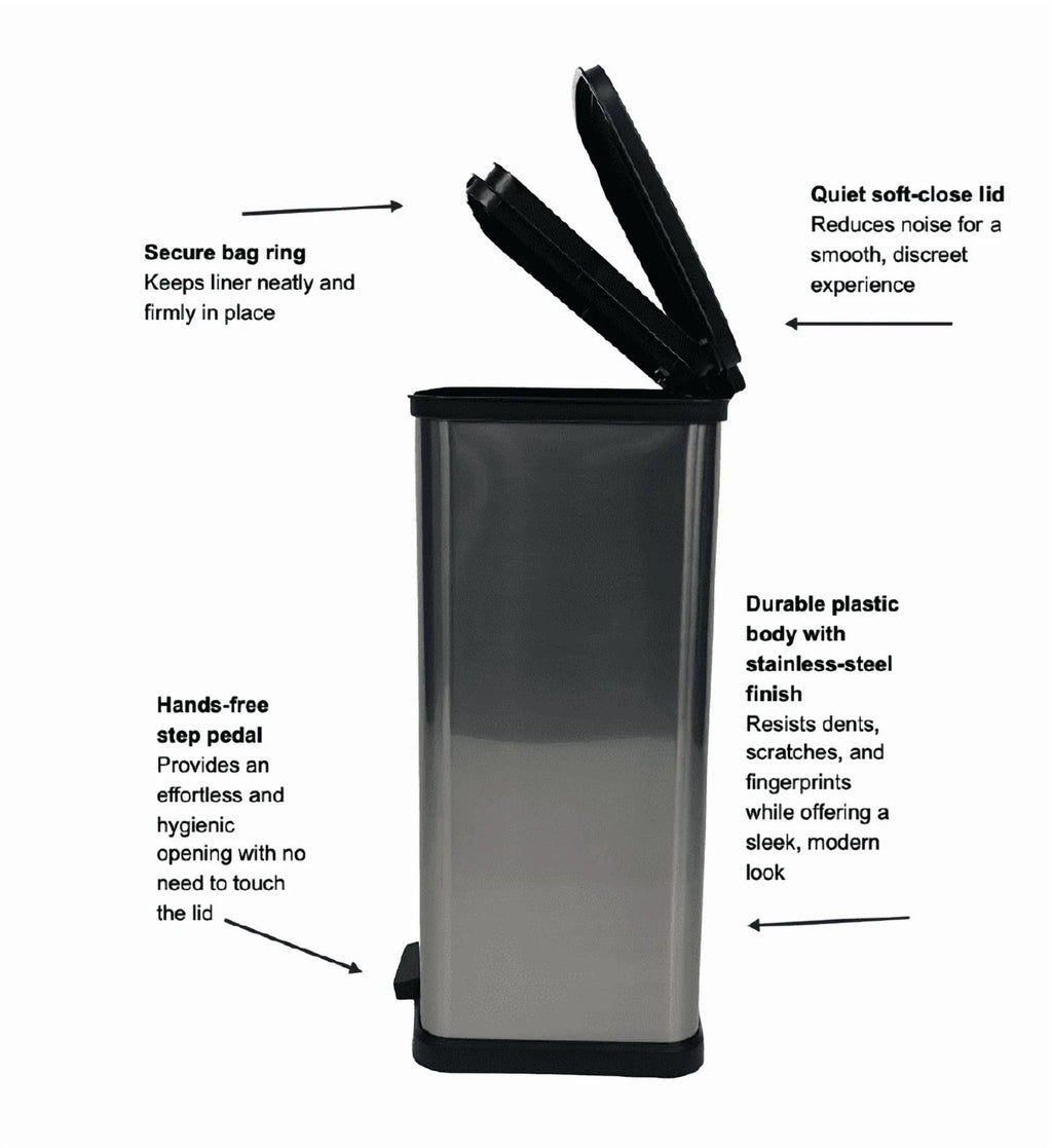 13 Gal Stainless Silver Step Trash Can M757