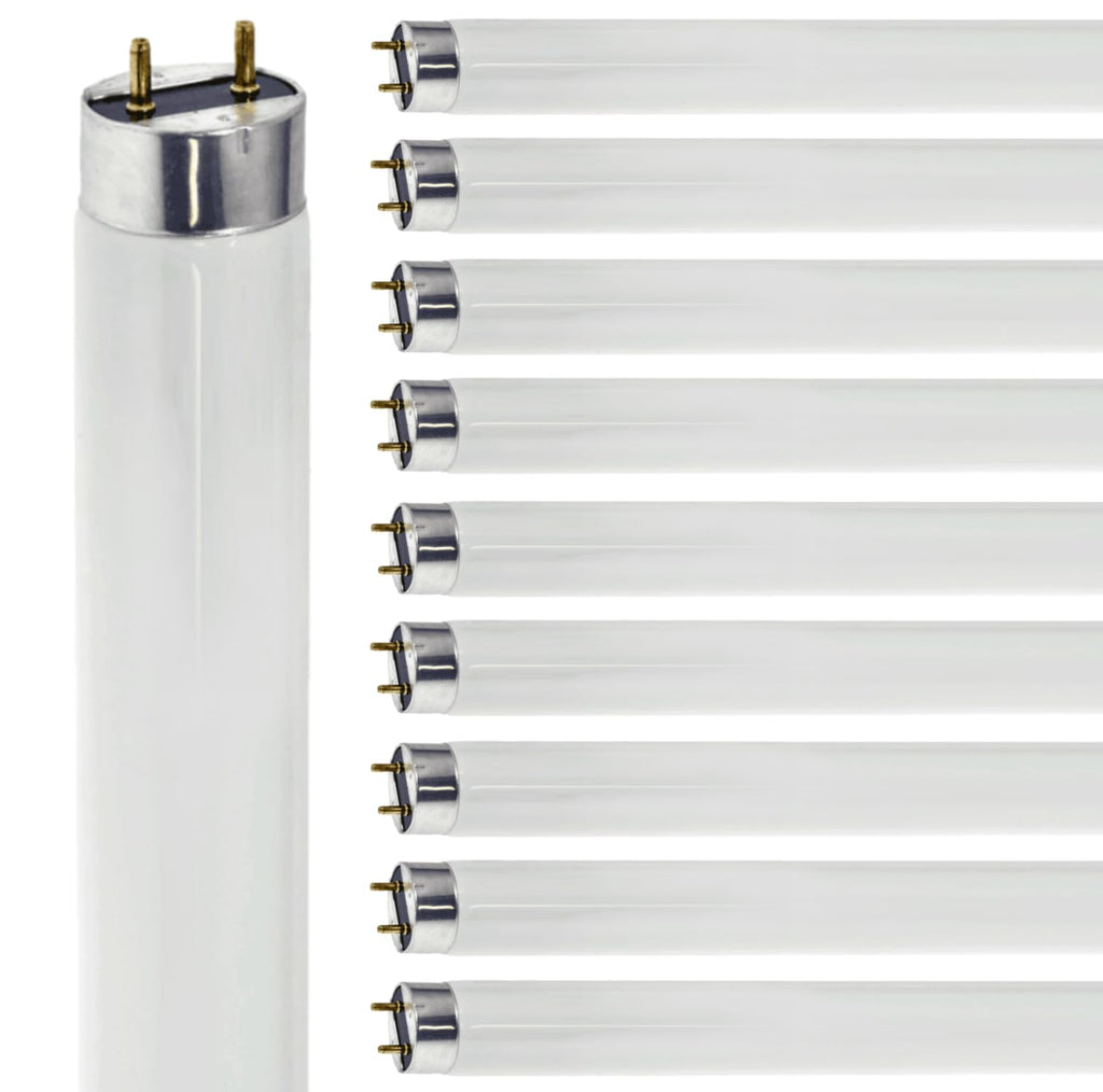 24 Inch T8 Fluorescent Tube Light Bulb 17W 5000K Bright White G13 Bi-Pin Base Pack of 10 W764578