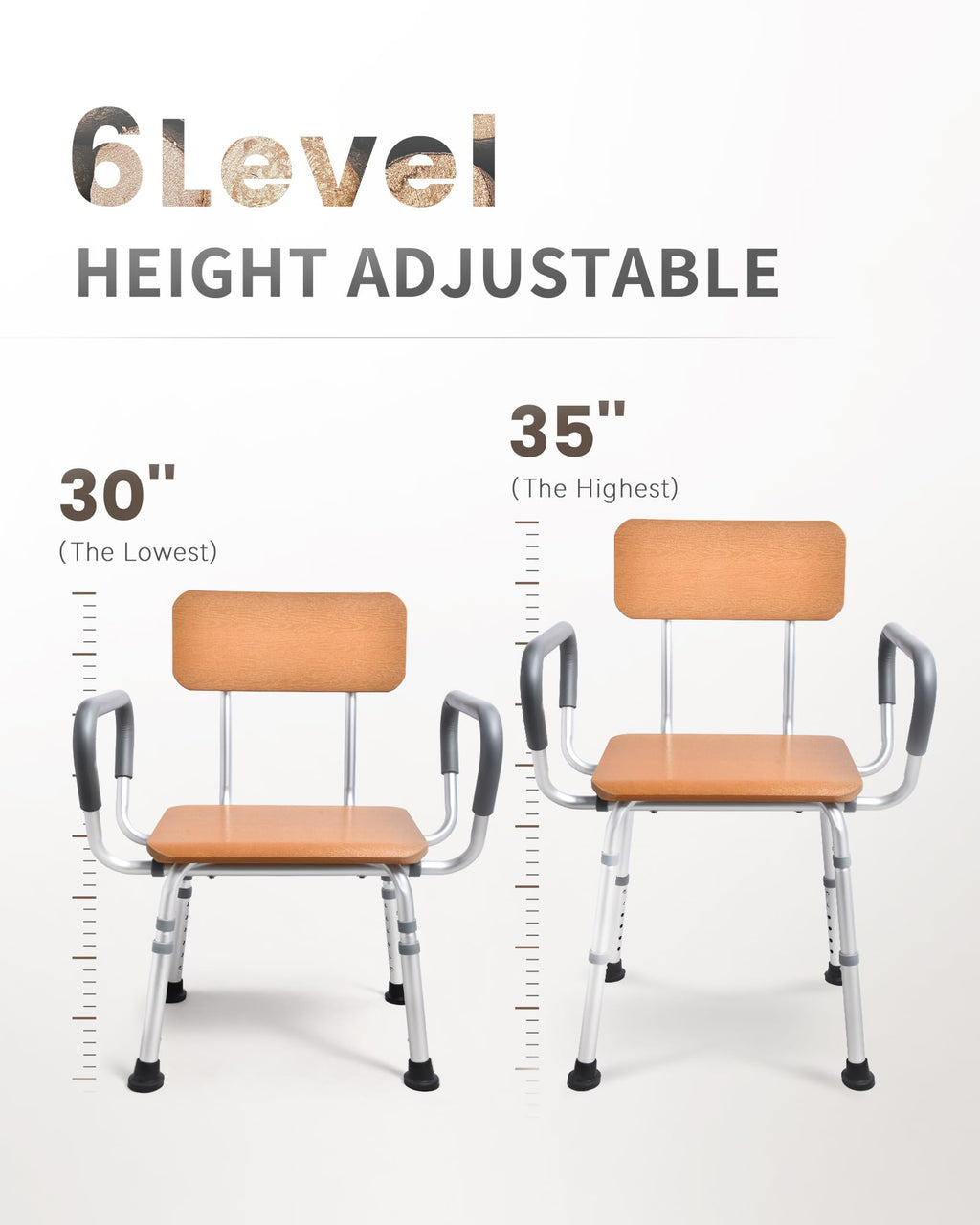 Height Adjustable Shower Chair with Arms and Back N979