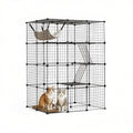 4-Tier Metal Wire Cat Cage with Hammock, Platforms & Ramps, Black R475166