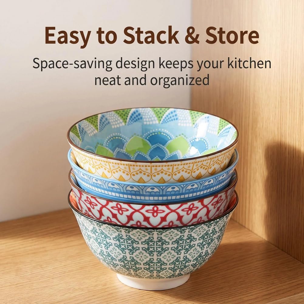 Bohemian Ceramic Cereal/Soup Bowls Set of 4 V2323