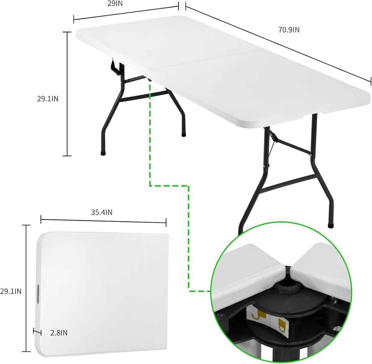 White 6FT Folding Table D868