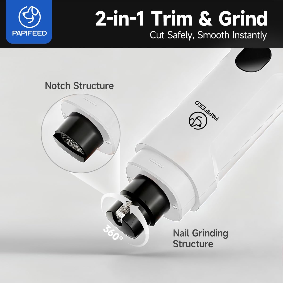 Ultra Quiet 3-Speed Rechargeable Dog Nail Grinder with LED Light X484642