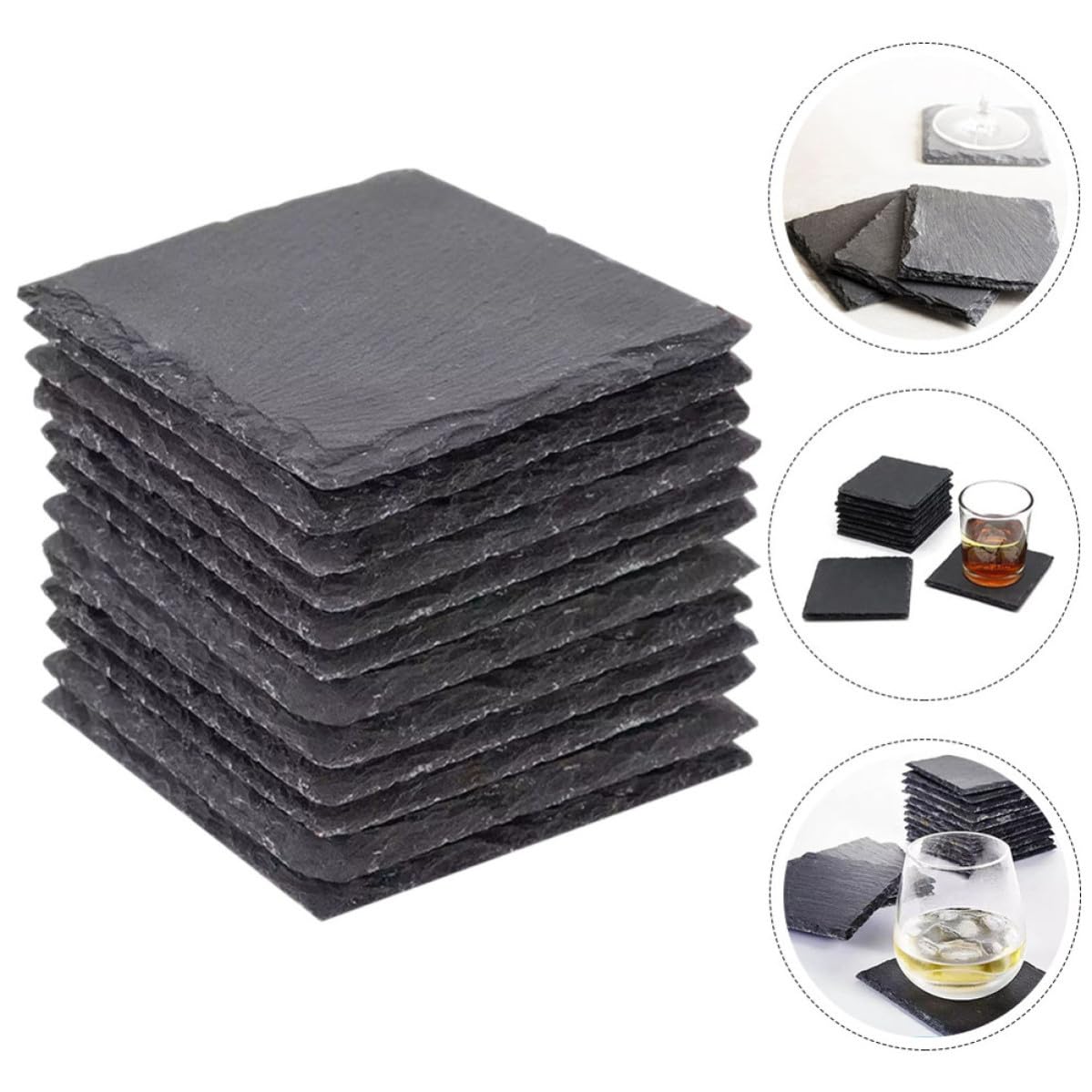 Natural Stone Drink Coasters Set V78626
