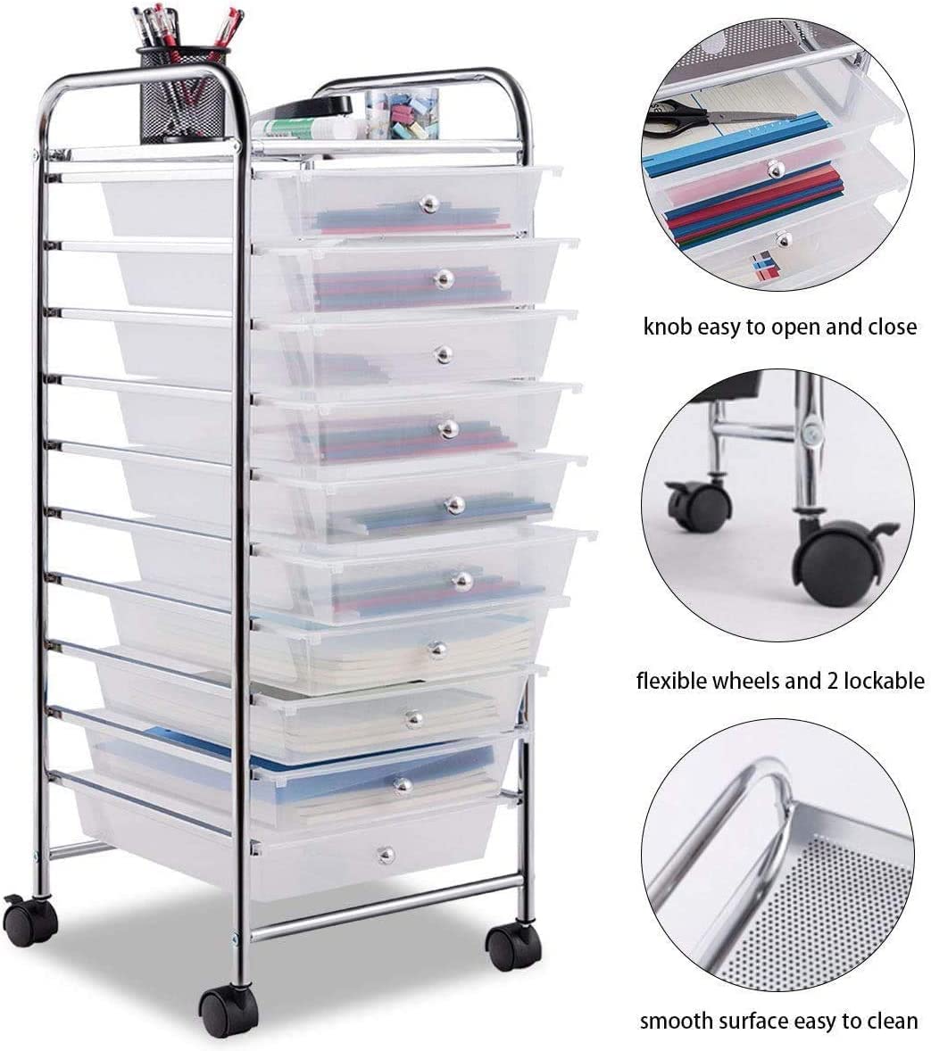 10 Drawer Multicolor Rolling Storage Cart U975