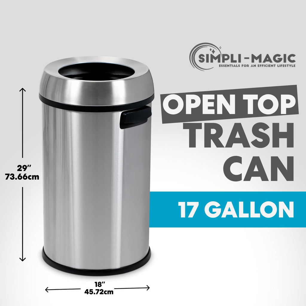 65 Liter Open Top Stainless Steel Trash Can Y1633