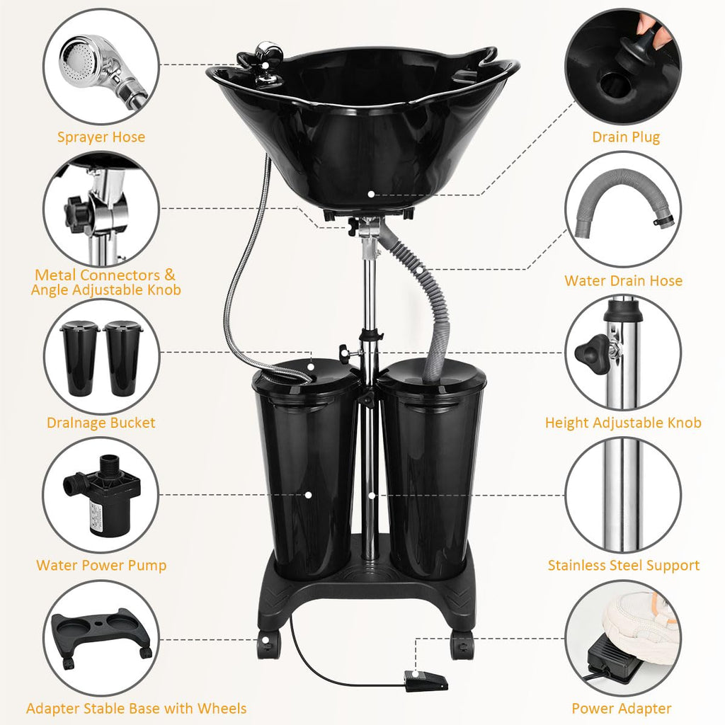 Portable Shampoo Bowl with Electric Pump W12804