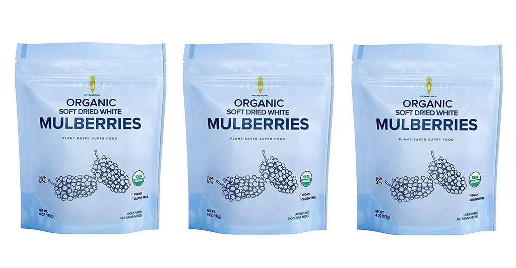 Organic Soft Dried White Mulberries 4 Ounce (Pack of 3) C587643