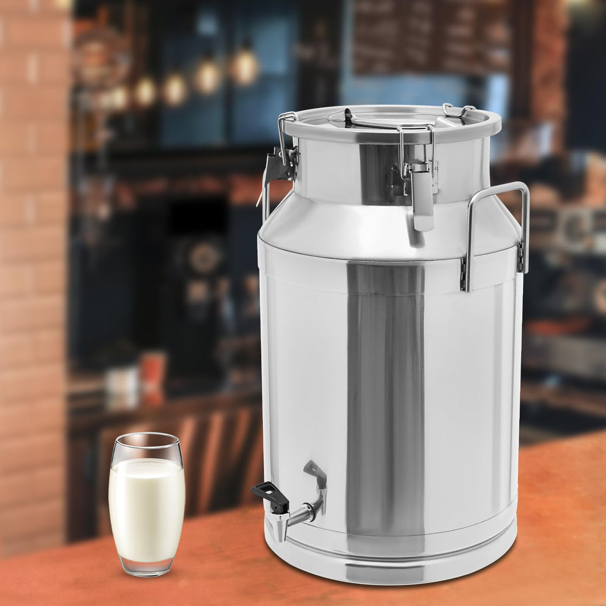 10 Gal Stainless Steel Milk Can Bucket with Faucet and Lid S129