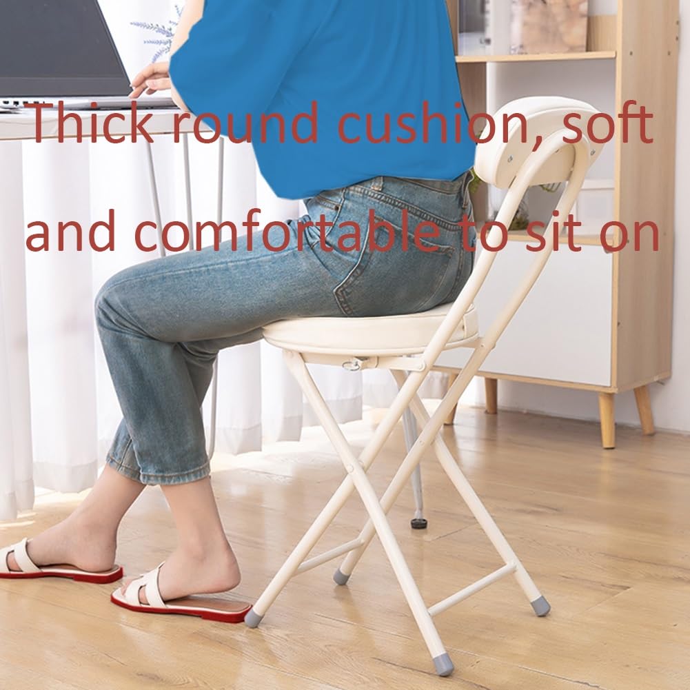 Portable Folding Stool with Back Support, Footrest, Padded Seat, Black W828