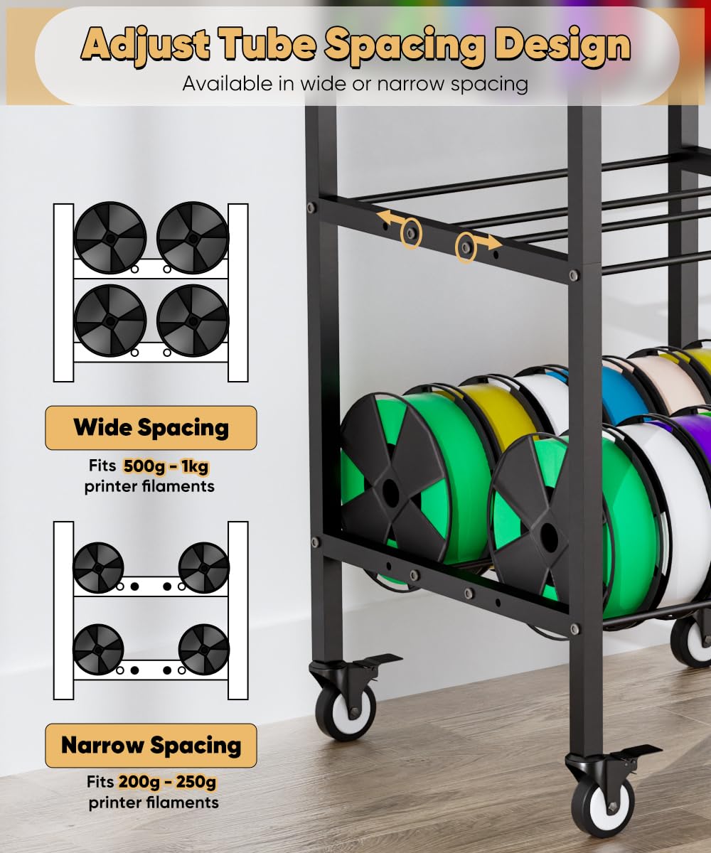 5-Tier 3D Printer Filament Storage Rack with Wheels X811848