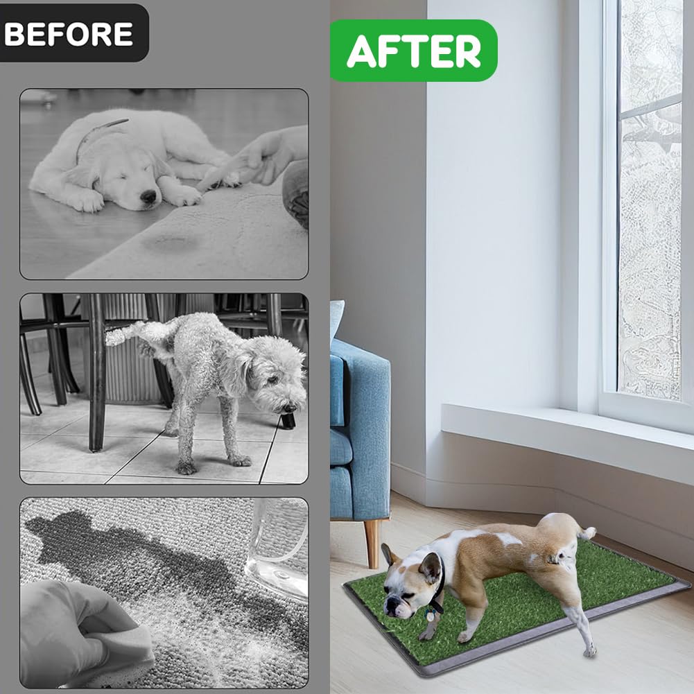 Reusable Pet Grass Potty with 2-Pack Replaceable Artificial Grass M554346