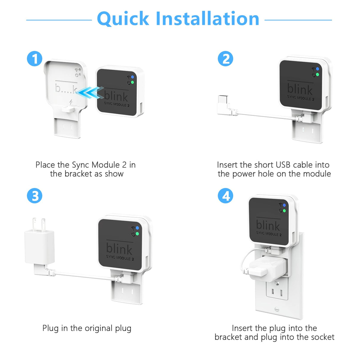 Wall Mount for Blink Sync Module 2 with Short Cable, 1 Pack F68352