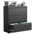 Black 3 Drawer Locking Metal File Cabinet G75484