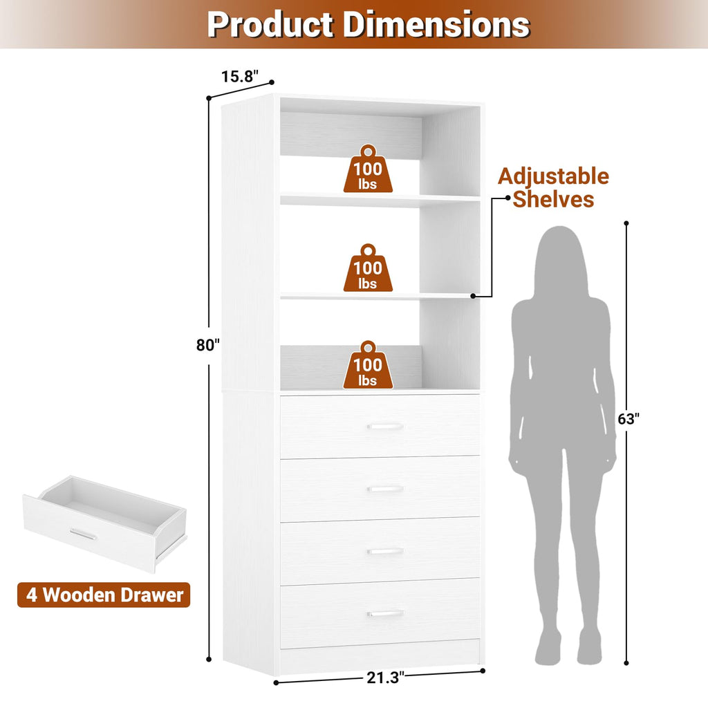Wood Closet Organizer with 4 Drawers M32455
