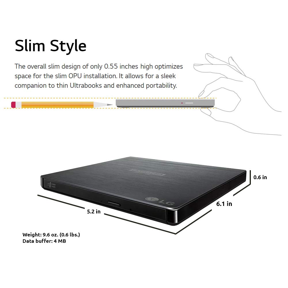 Portable 6X Ultra HD 4K Blu-ray Burner External Drive L56352
