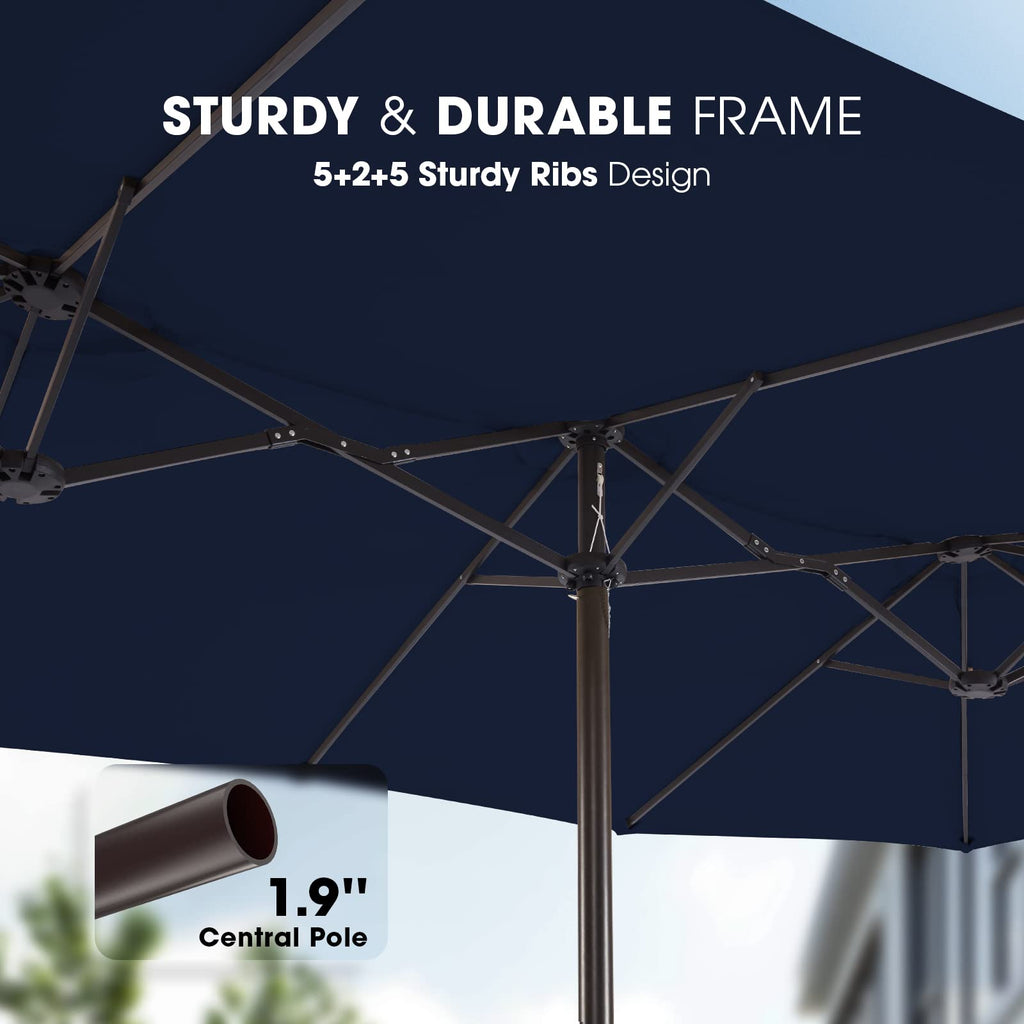 15ft Double-Sided Patio Umbrella with Base W27904