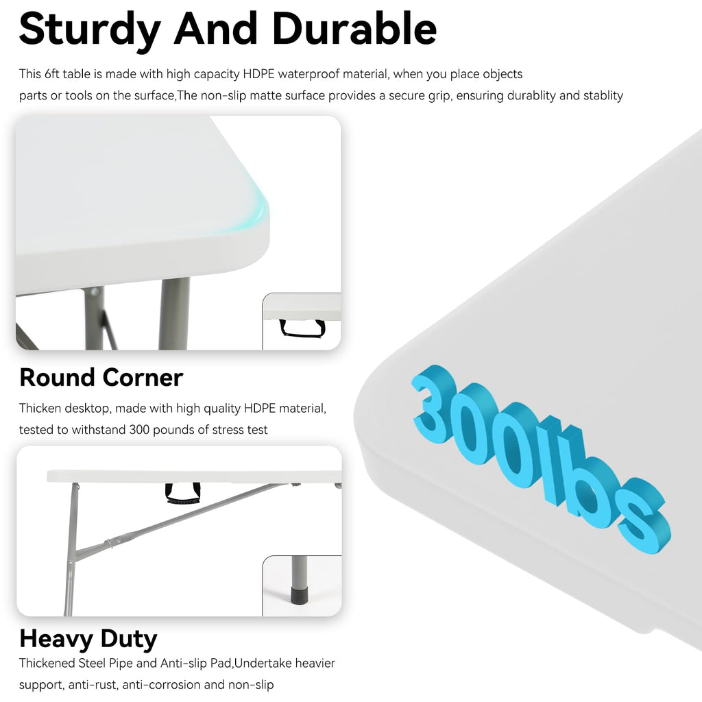 6FT White Folding Table K438