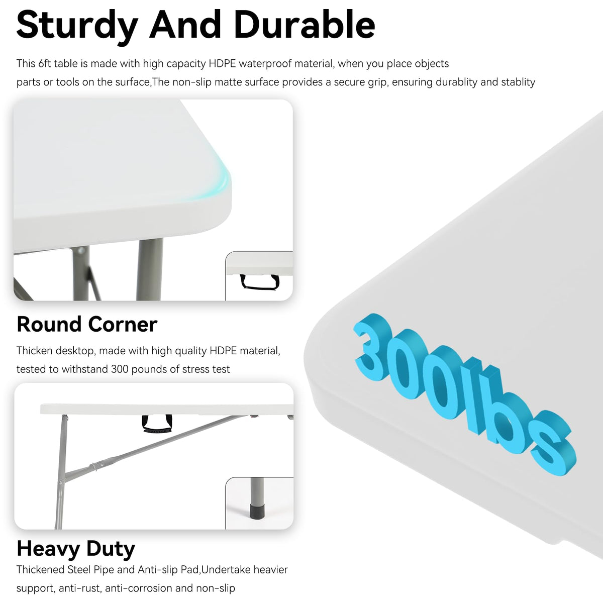 6FT White Folding Table K438