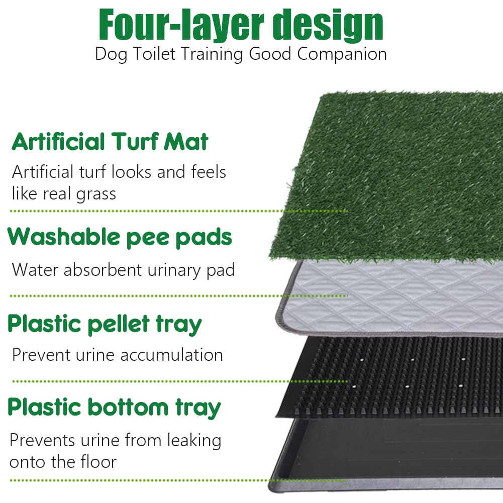Reusable Pet Grass Potty with 2-Pack Replaceable Artificial Grass M554346