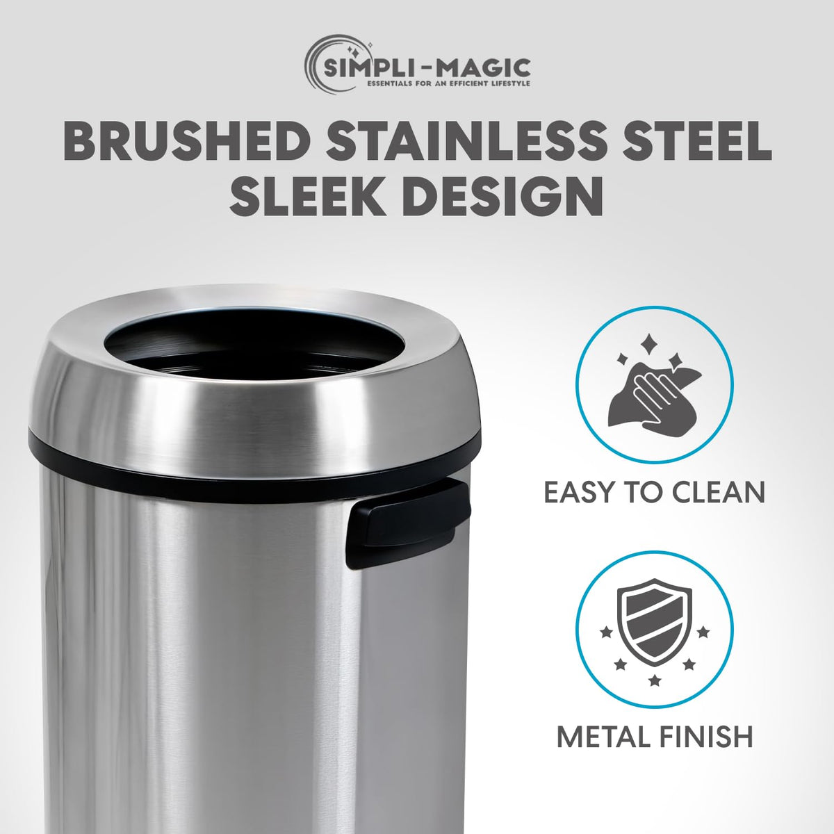65 Liter Open Top Stainless Steel Trash Can Y1633